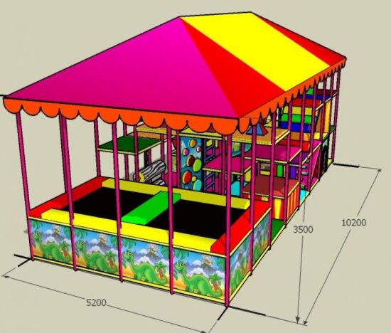 Ігровий лабіринт "Чудо Максі" з 2-ма батутами 10,2 x 5,4 x 5 м — фото 3